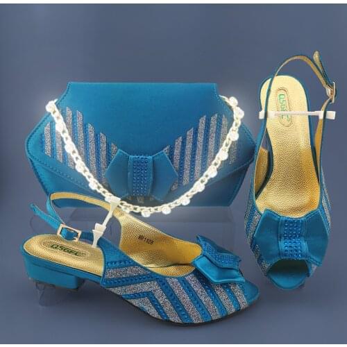 2020 INS New Design Green Color Italian Women Shoes and Bag to Match Mature Style Matching Shoes and Bag Set for Party