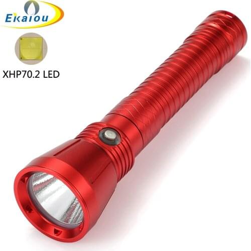 New LED Waterproof Diving Flashlight XHP70.2 Professional Underwater Lighting Strong Light Tactical Catch Fish Searchlight