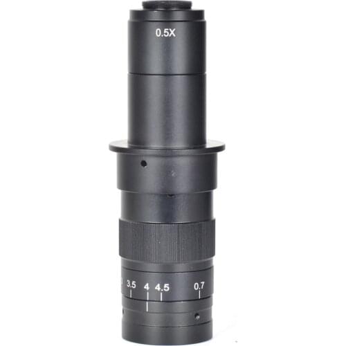 10X-120X 180X 300X Zoom C-mounting Lens Magnification 25mm Interface Diameter for CCD CMOS Industrial Video Microscope Cameras