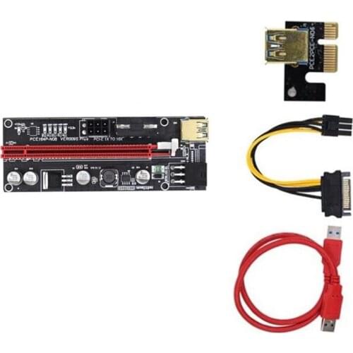PCI-E Riser VER009S Plus GPU PCIE Card PCI E X16 to X1PCI Express Adapter Card 6Pin to SATA USB3.0 with LED Lights