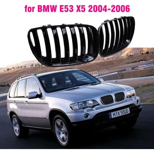 Front Gloss black kidney sport grilles Hood grill for BMW E53 X5 2004 2005 2006 Car Styling