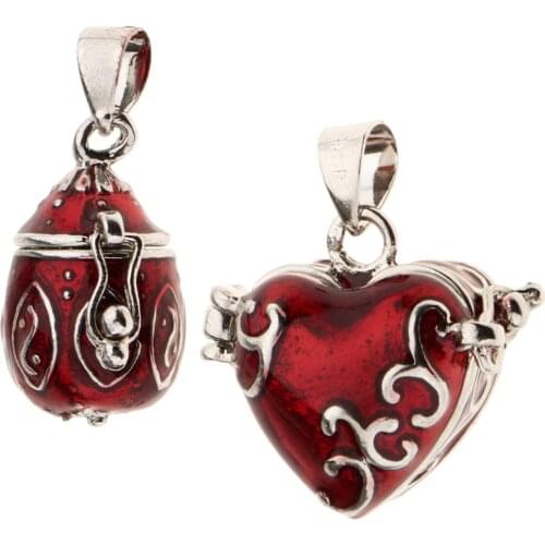 Phenovo 2 Pcs Fashion Love Heart Oval Teardrop Enamel Openable Cremation Keepsake Urn Pendant Pet Human Ashes Holder Memorial