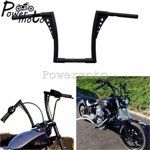 12" Rise 1-1/4" Black Motorcycle Custom APE Hanger Handlebars Fat Bars Handle Bar For Harley Sportster Touring Dyna