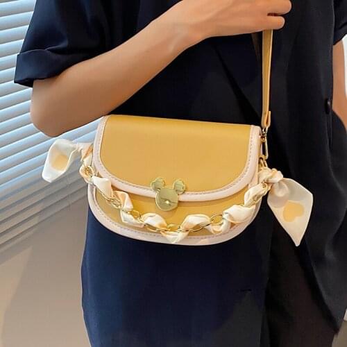 Casual Small Chain Women Crossbody Bags Silk Scarf Handbags Simple Flap Messenger Bag Vintage Designer Female Tote Shoulder Bags