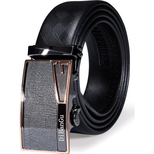 Mens Belts for Man Fashion Black Belt Metal Pure First Layer Cowskin Leather Automatic Buckle Genuine Leather Strap Male Men