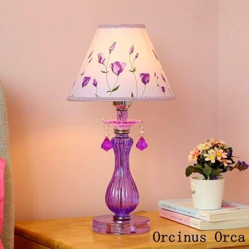 Romantic Garden Purple Glass Table Lamp Girls Bedroom Childrens Room Princess Room Bedside Lamp Korean Flower Table Lamp