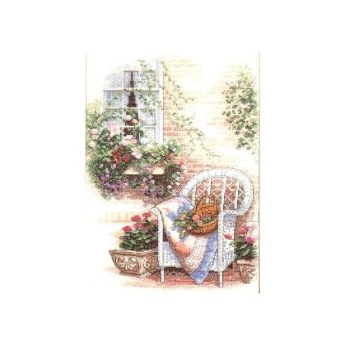 The garden chair Scenery modern beauty painting flowers 14ct counted cross stitch kits-for-embroidery bedroom decoration newest