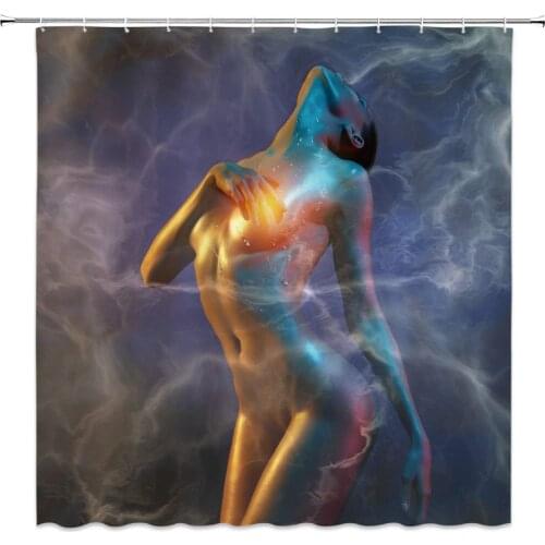 Sexy Woman Shower Curtain Bathing Girl Body Art Female Fantasy Modern Bathroom Decor Curtains