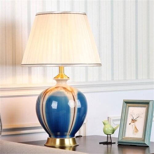 SAROK Modern LED Table Desk Lamp Copper Bedside Light Ceramic Decorative For Home Foyer Office Bed Room Study Dining Room