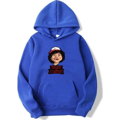 Trendy Faces Stranger Things Dustin Hoodies Men Casual Pullover Autumn Winter Thick Sweatshirts Male Hoody Cool Streetwear