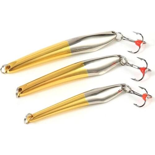 1pc Winter Ice Gold Fishing Lure Allumen Wobbler Spinners Spoon 60mm/10g, 70mm/20g, 75mm/25g Metal Winter Hard Bait Treble Hook