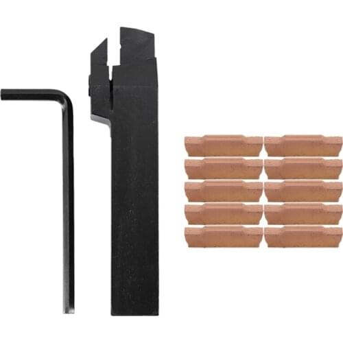 10pcs Mgmn300-M Inserts + Mgehr2020-3 Right Hand Toolholder Boring Bar With Wrench For Lathe Cutting Turning Tool
