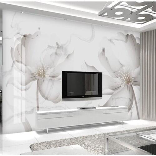 Wellyu papel de parede Customized large mural abstract jazz white marble modern minimalist creative floral background wallpaper