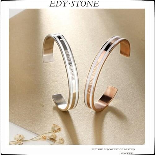 EDY Classic Fashion Bracelet Punk Personality Ceramic White Stripes Titanium Steel Simple Bracelet For Women Men Girls Jewelry