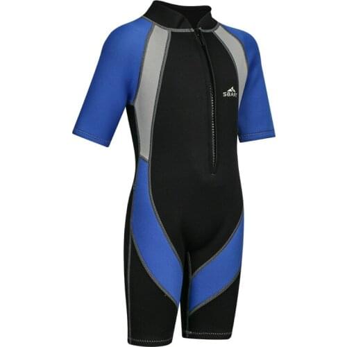 Childrens 2mm Youth Swimsuit Shorty Wetsuits Neoprene Kids Keep Warm Spring Wetsuit Swimming Sknorkeling Surfing Suit One Piece