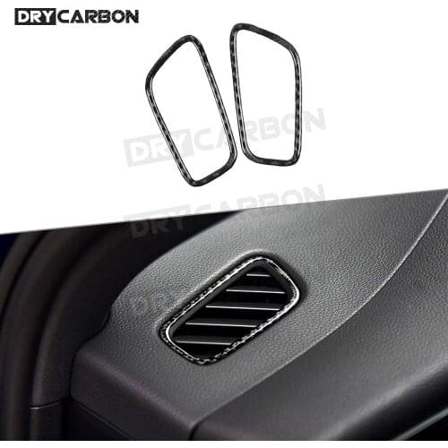 For Porsche Macan 2015-2018 Carbon Fiber Car Instrument Dashboard Side Outlet Air Vent Trim Frame Cover Stickers 2 PCS