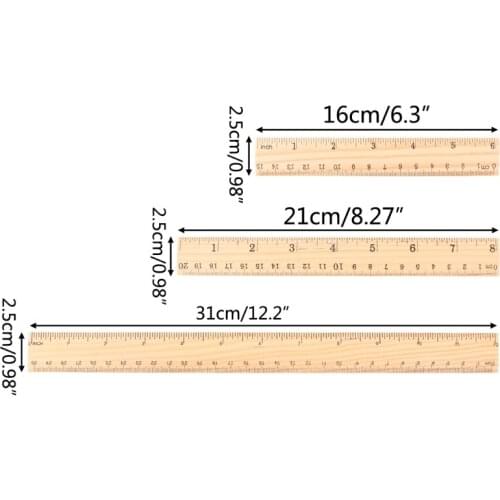 15cm 20cm 30cm Wooden Ruler Double Sided Student School Office Measuring Tool
