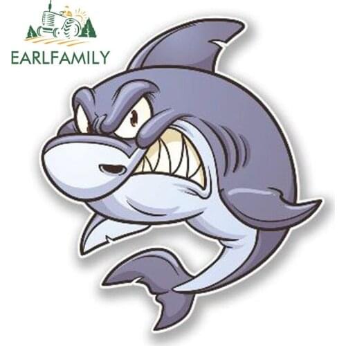EARLFAMILY 13cm x 12cm Shark Vinyl Sticker Laptop Travel Luggage Decal Animal Car Sticker Waterproof Car Accessories