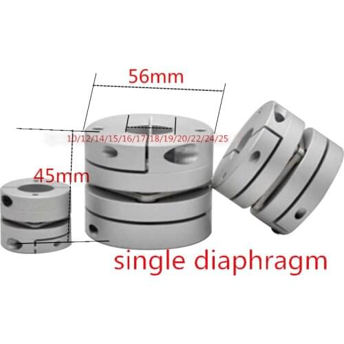 Flexible single diaphragm coupling 1PC D56L45 inner hole 8/10/12/14/15/18 Aluminum alloy elastic Servo motorscrew shaft coupling