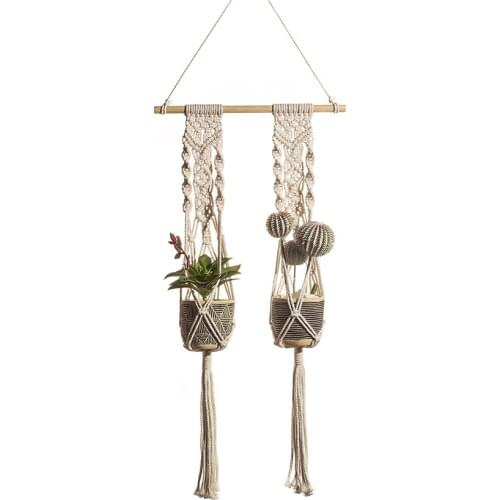 Cotton Hanging Baskets Wall Mounted Decoration Household Balcony Flower Plants Basket Mesh Holder Living Room Hanging Ornaments