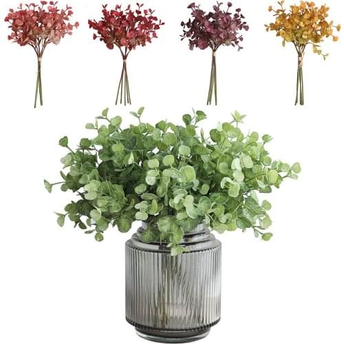 Artificial Plastic Fake Flowers 5 Sticks Eucalyptus Simulation Bouquet Home Decoration Wedding Party