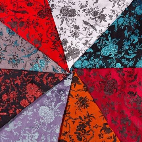 Imitation silk satin pattern brocade jacquard garment fabrics material for sewing cheongsam kimono and bag designer
