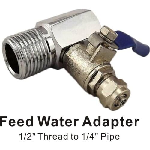 Feed Water Adapter Valve Reverse Osmosis RO System 1/2 Inch Thread to 1/4-Inch Pipe Connection