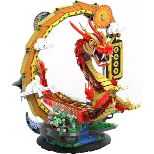 Chinese Dragon Boat Model Building Blocks Creative Ship Figures DIY Bricks Educational Toys for Children Gifts Home Decorations
