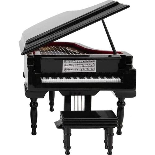 LUDA Miniature Grand Piano Model Kit Musical Instrument with Chair,for Home Office Decoration(Black, Without Music) Small