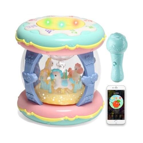 Baby kids Music Drum Early Education Toy Projection Merry-go-round Hand Drum with Microphone Baby Toys