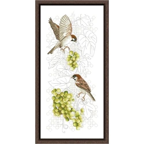 Sparrow and grape cross stitch kit 18ct 14ct 11ct unprint canvas cotton thread counted needlework thread embroidery