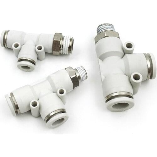 Male thread side tee PD 5/32 1/4 5/16 3/8 inch trachea quick-release pneumatic components T-type connector