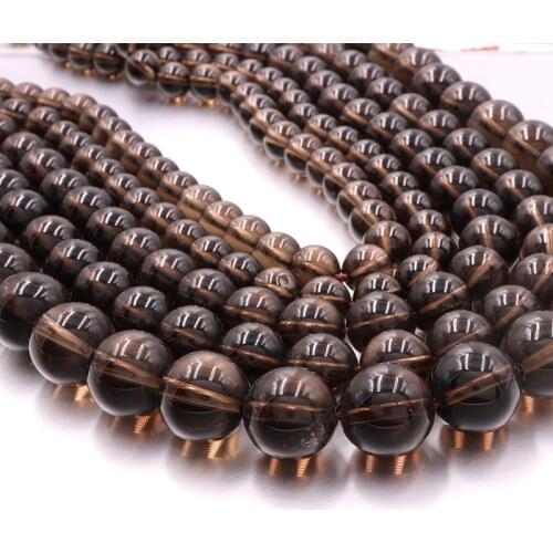 Natural smoky quartz stone beads crystal Round Loose Bead Gemstone For Jewelry Making DIY Bracelet Necklace 15inches/strand