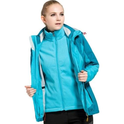 New Women & Mens windbreaker Hiking Jackets Waterproof Outerwear Sport Hoodied Camping Trekking 2 in 1 warm Coats winter F09