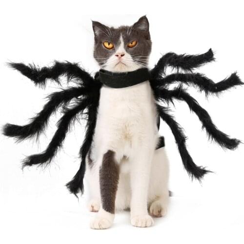 Pet Clothes Funny Halloween Horror Simulation Plush Spider Cosplay Clothes For Small Medium Dogs Cats Clothing Pet Products