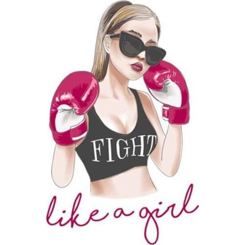 Patch Iron Ons Boxing Girl Stickers for Clothes Ins Heat Tranfer Patches Clothing Accessories Fashion Pattern Free Shipping