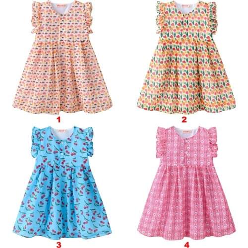 Summer Baby Girl Princess Dress Kids Clothes Cotton Fruits Printed Dresses Polka Dot Kids Dresses for Girls Children Clothing