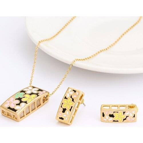 R&X Ouro Bridal Fashion woman Costume Joias Engagement Jewelry Sets Gift Sets Fine Jewelry Necklace/earrings Heart Sieraden