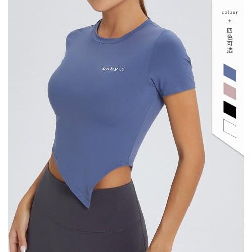 Sports T-shirt Women Slim Workout Short Sleeve Yoga Shirts Running Fitness Top Active Wear Gym Running Blouse Triangle Elastic