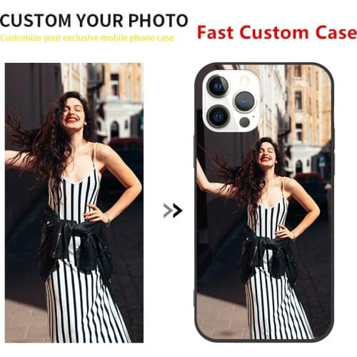Fast Custom Personalized Glass Phone TPU Case For IPhone 12 6SP 7 8 Plus 11 Pro X MAX Cover Customized Design Picture Name Photo