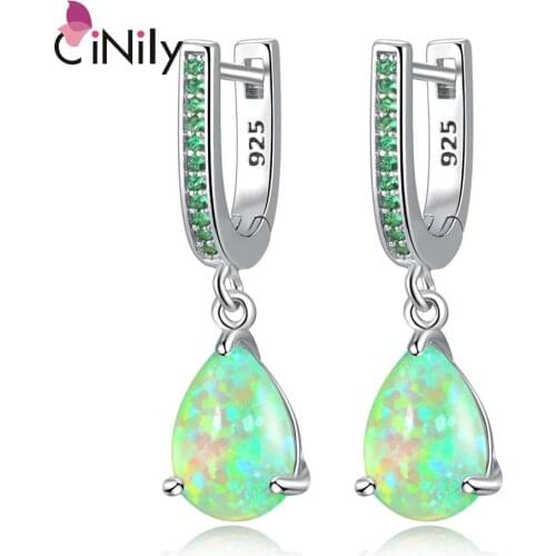 CiNily Water Drop Opal Dangle Earrings Silver Plated Mystery Stone Jewelry Earring for Women Jewelry Bohemia Fashion Earring