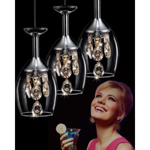 Vintage pendant Lights LED Lamp Glass Pendant Lamp Creative Personality Wine Glass Chandelier For Decor Kitchen AC 220V