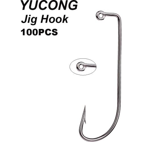 YUCONG 100Pcs Long Shank Hooks 2#-5/0# High Carbon Steel Fishhooks Oshaughnessy Barbed Carp Hooks Single Fishing Hooks Tackle