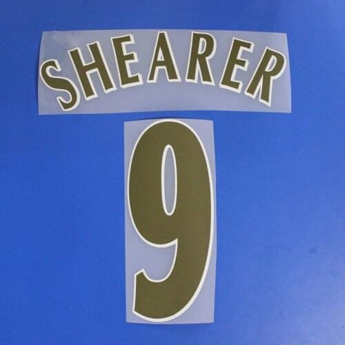 05-06 Newcastle home away SHEARER 9 Soccer number Patch printing font, Hot stamping patches badges