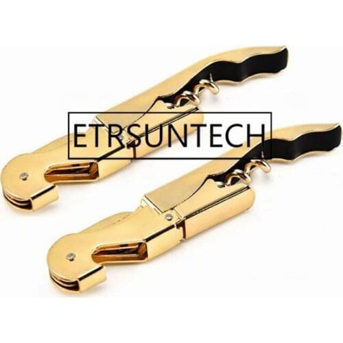 100pcs Luxury Golden Stainless Steel Wine Bottle Opener Multi-function Knife Screw Wine Corkscrew Party Bar Tool Gift