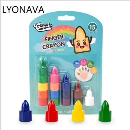 15pcs Non-toxic Kid Painting Crayon Children Safety Color Crayon Baby 3D Finger Art Supplies Kindergarten School Stationery New