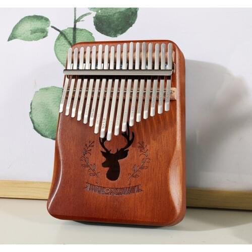 17 Keys Kalimba Set Mahogany Pattern Thumb Finger Piano Percussion Musical Instrument African Sanza Mbira with Tuning Hammer