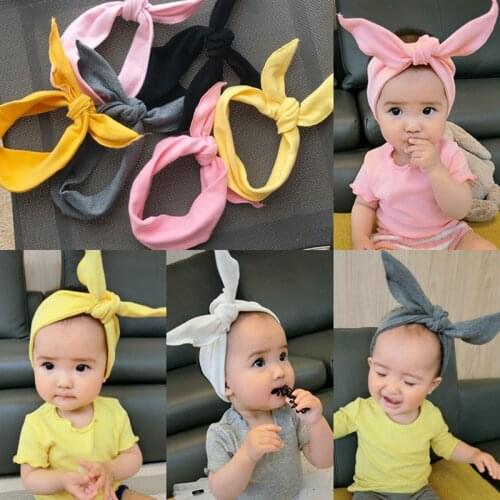 2018 New Fashion Small Child Headbands Rabbit Ear Fabric Hair Accessories Super Cute For Small Kids Elastic Bandanas Wholesale