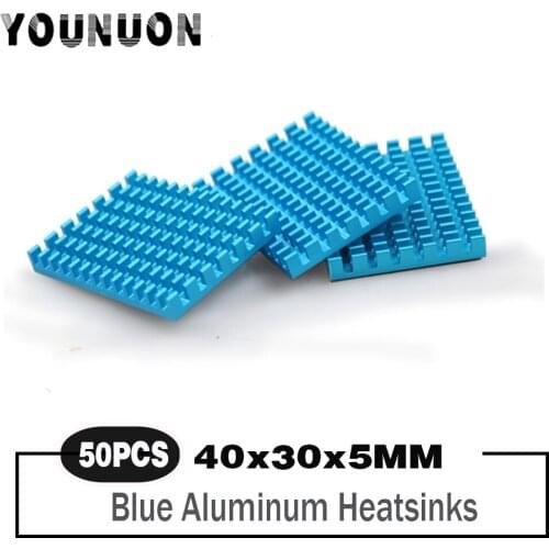 50Piece YOUNUON 40mm 30x40x5mm Blue Aluminum profile heat sink chip IC CPU Router memory PCB board Electronic coolerHeatsink