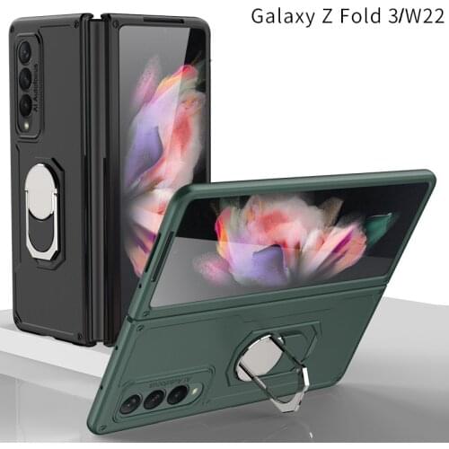 Armor Shockproof Finger Ring Kickstand Case for Samsung Galaxy Z Fold 3 W22 Anti-fall Protection Full Cover for Galaxy Z Fold 3
